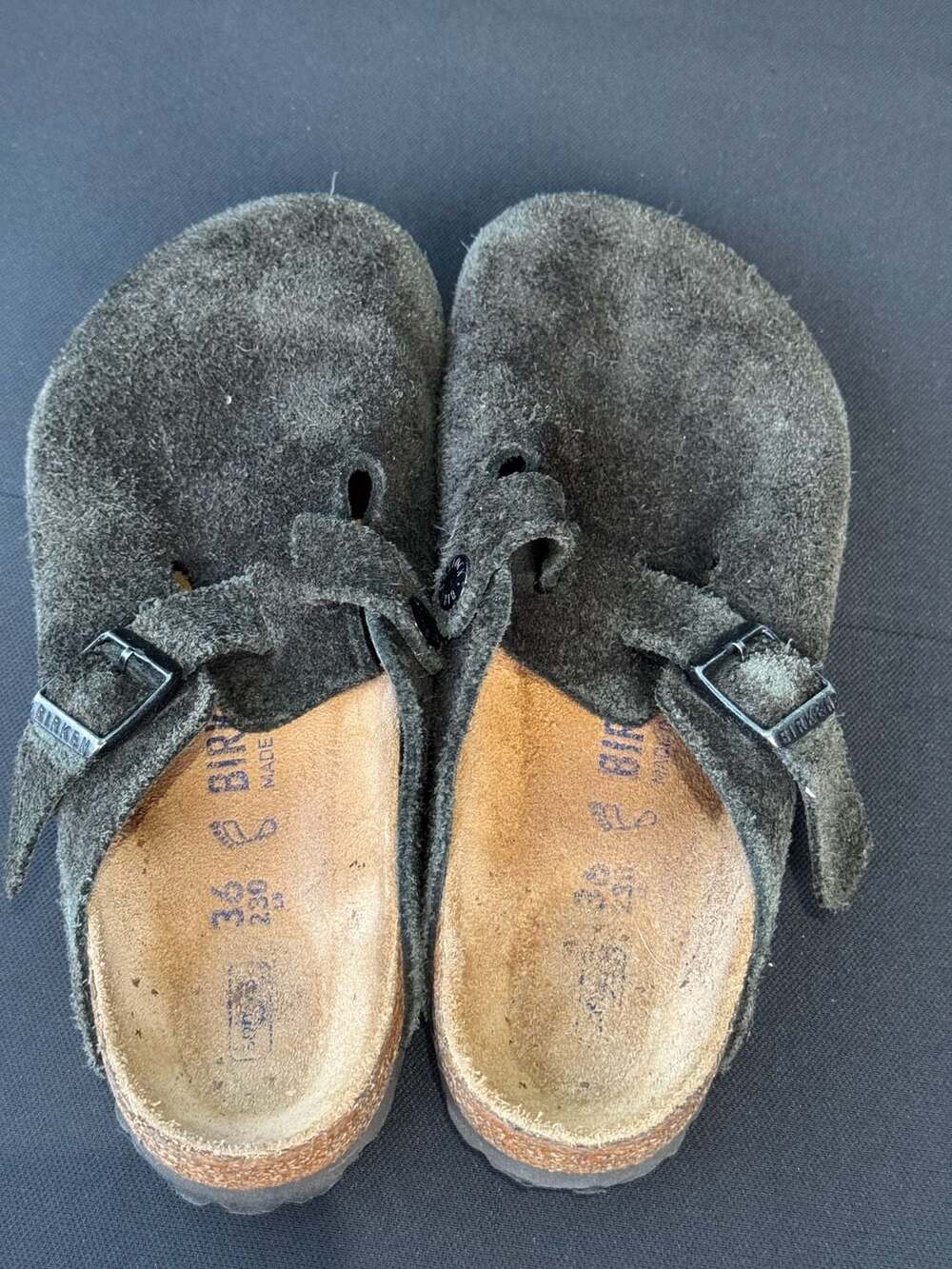 Birkenstock Boston Suede Leather Clogs in Dark Grey - Picture 8 of 8